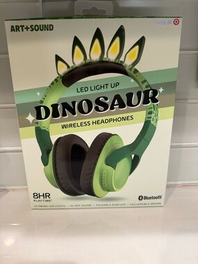 Dinosaur LED Light-Up Wireless Headphones 8 hours foldable extendable hi- DEF